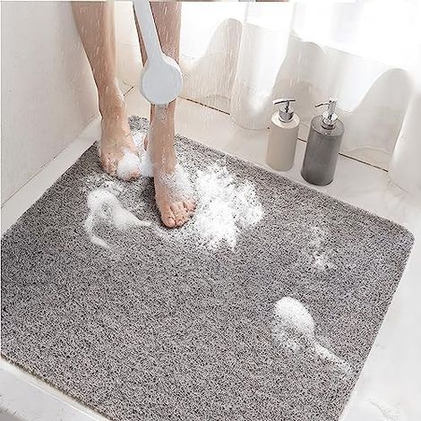 CSPARKV Non-Slip Shower Mat 60x60cm Non-Slip Bath Mat with Drain, Soft PVC Loofah Bath Mat for Bathroom, Quick Drying (1/4)