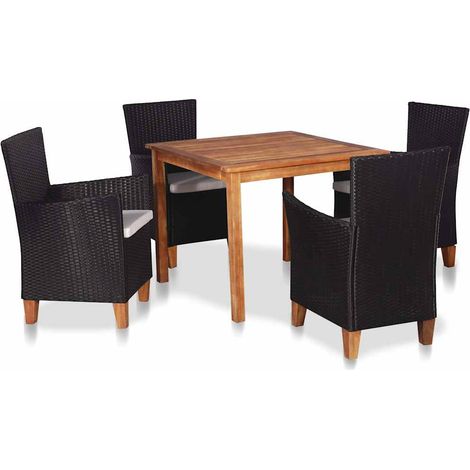 vidaXL Set de comedor de jardín 5 pzas ratán sintético negro y marrón (1/5)