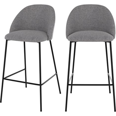 Lot de 2 chaises pour îlot central 66 cm en tissu chiné gris foncé - Karl