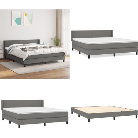 Boxspringbett mit Matratze Dunkelgrau 160x200 cm Stoff - Boxspringbett - Doppelbett - Bettenrahmen - Schlafsystem - Massivholzbette - Home & Living (1/5)