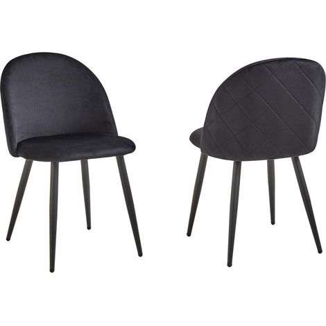 2er Set Esszimmerstühle aus Samt mit Metallbeinen, Schwarz (1/5)