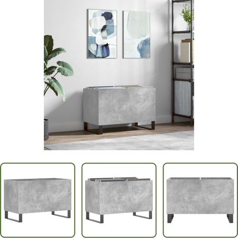 Rangement disques -  Armoire à disques gris béton 74,5x38x48 cm bois d'ingénierie (1/5)