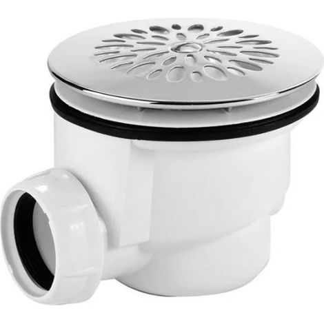 Piletta scarico sifonata ispezionabile in polipropilene con tappo cromato a griglia per piatto doccia ø115 griglia inox - usc.ø40 NICOLL