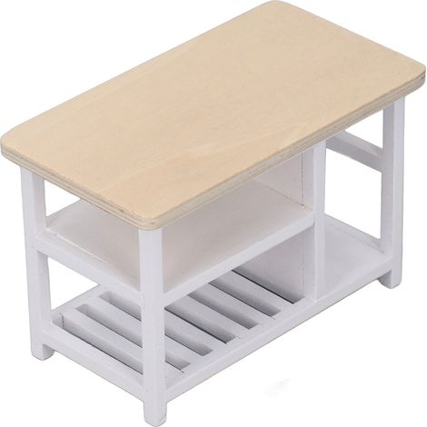 Miniatur-Aufbewahrungstisch aus Buchenholz, modular, für Puppenhäuser im Maßstab 1:12, moderner weißer Stil (1/5)