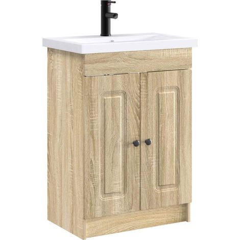 vidaXL Set di mobili per il bagno Rovere Sonoma 56 x 37,5 x 81 cm