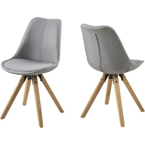 Chaises modernes bois et tissu gris (lot de 2) - EARL (1/5)
