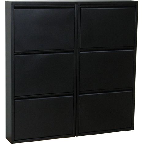 Ebuy24 – Armoire à chaussures Pisa 6 portes en métal noir – Meuble design élégant – Livrée montée pour rangement optimisé (1/5)