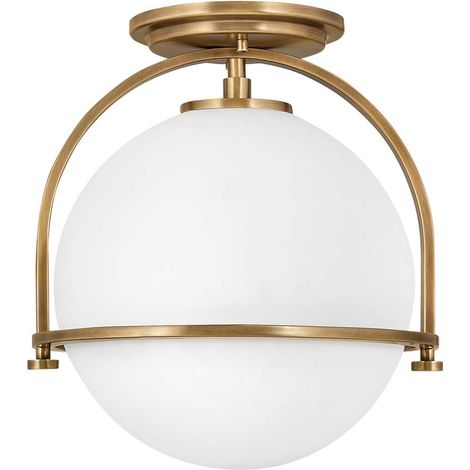 Deckenleuchte Deckenlampe Wohnzimmerlampe Messing Stahl Glas D 28,2 cm 1-Flammig