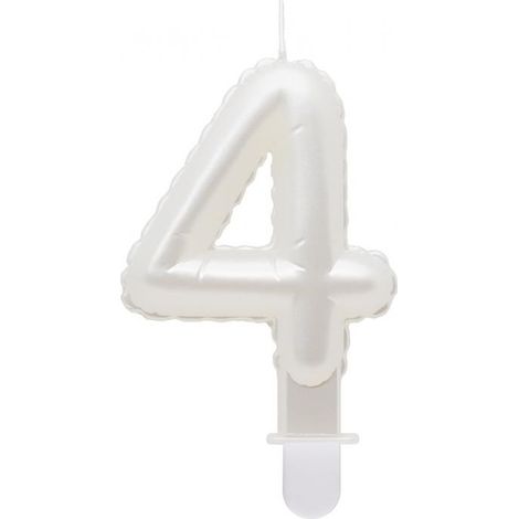 Vela número 4 CUATRO Perlas BLANCAS 7cm (1/3)