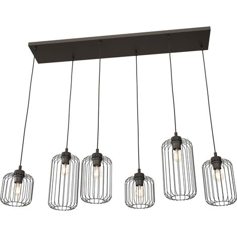 Lampadario industriale nero rettangolare 6xE27 Emibig (1/5)