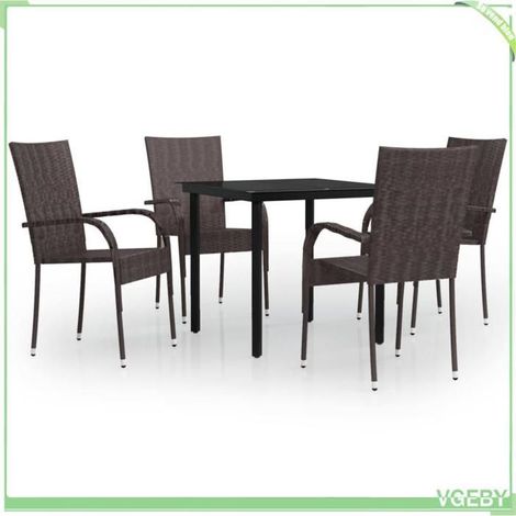 Ensemble à manger de jardin - FAFEICY - 3099384 - Table carrée 80x80 cm - Résine tressée résistante à l'eau - Charge max 110 kg (1/5)