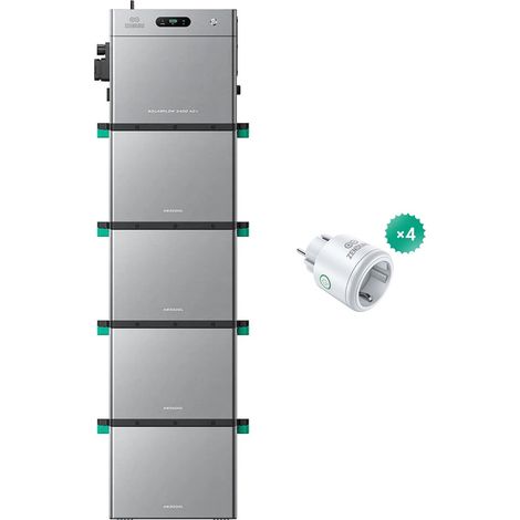 Zendure SolarFlow 2400 AC+ – Stockage AC 2400W, 2,4 kWh extensible à 16,8 kWh, compatible solaires, Plug & Play, 2400VA. avec 4xAB3000L (11.52 kWh), avec 4x Smart Plug Pro