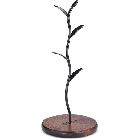 CSPARKV Coffee Mug Holder Coffee Tree for Countertop, Coffee Cups and Tea Mugs Storage Shelf Worktop Bar Accessories & Kitchen Organizer Black (4 Hooksmm)