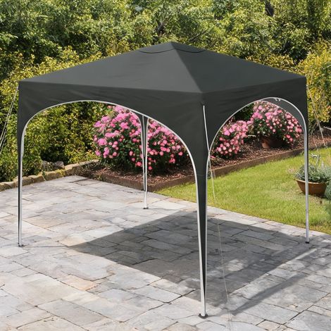 Tonnelette pliante en métal gris avec toit Oxford 210D anti-UV (1/5)