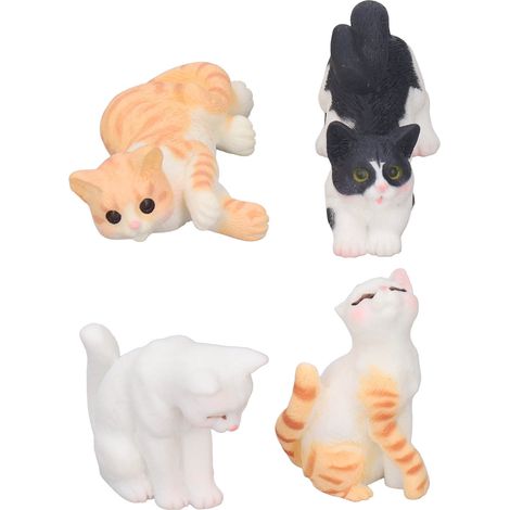 4 Figurines Miniatures Chats Résine 1:12 pour Maison de Poupée Décoration Artisanat Modèle Animal Simulation (1/5)