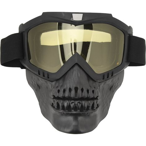 Casque moto crâne et lunettes de protection pour motocross, VTT et tout-terrain - Unisexe jaune (1/5)