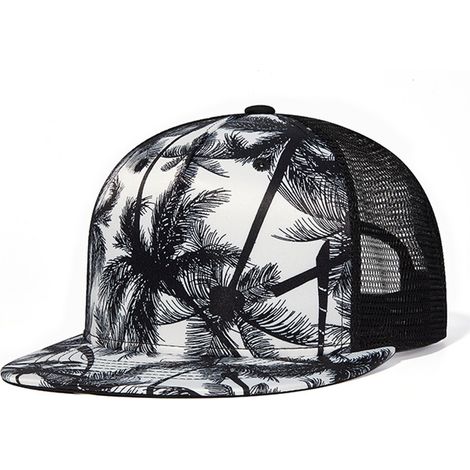 Casquette en filet à dégradé noir et blanc, style hip-hop printemps-été, impression haute définition, casquette de baseball tendance homme et femme