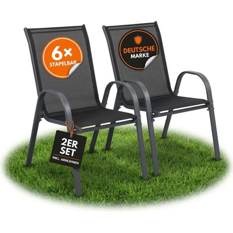 Albatros Gartenstühle 2er Set Kuba – Gartenstühle Stapelbar mit robustem Metallgestell und hoher Belastbarkeit – bequeme Stapelstühle auch als Terrassenstühle oder Balkonstühle