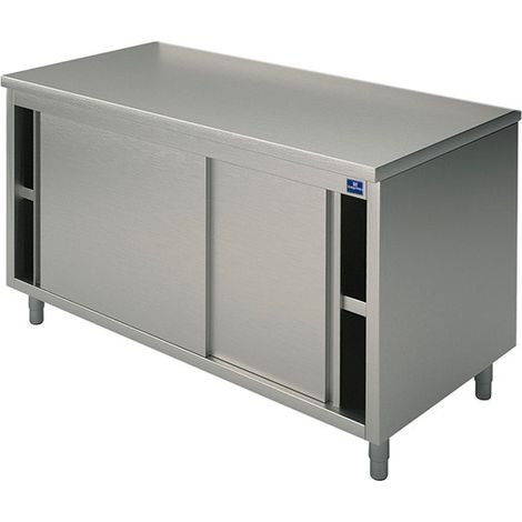 Meuble Bas Inox avec Portes Coulissantes - Gamme 600 mm - Virtus