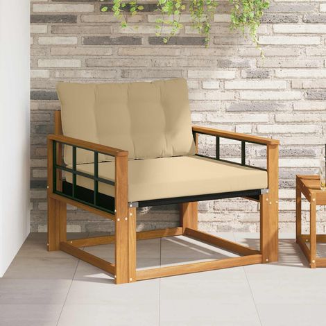 Outdoor-Sofagarnitur Massives Akazienholz und Textilene Natur
