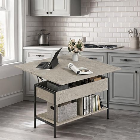 Table basse gris en panneau de particules 98 x 49 x 55 cm (1/5)