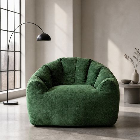 Fauteuil poire ergonomique vert en tissu OKWISH (1/5)