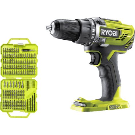 Pack RYOBI - Perceuse-visseuse R18DD3-0 - 18V One+ sans batterie ni chargeur - Coffret 127 accessoires de vissage perçage RAK127DDSD