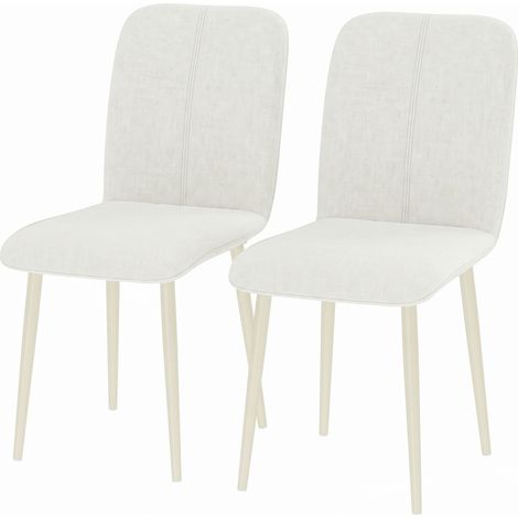 Silla de comedor, acolchada, de lino, 42 x 57 x 85 cm, blanco (1/5)