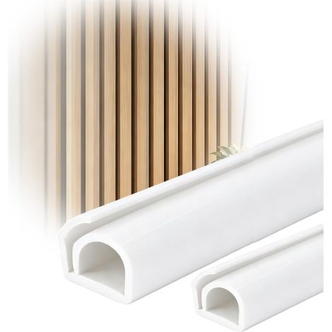 Goulotte de câble 3/6 m pour panneaux acoustiques - 12 mm de large - Semi-circulaire - Cache de câble flexible - Noir - Chemin de câble autocollant - Panneaux acoustiques pour la maison ou le bureau
