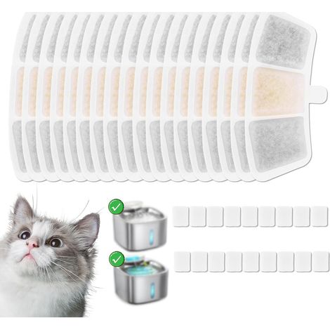 18er-Pack Katzen-Trinkbrunnenfilter, geeignet für hartes Wasser, filtern Baumwolle, reduzieren Ablagerungen und schlechte Gerüche, kompatibel mit Oneisall PW04 3,5 l kabellosem Haustierbrunnen, Kartus (1/5)