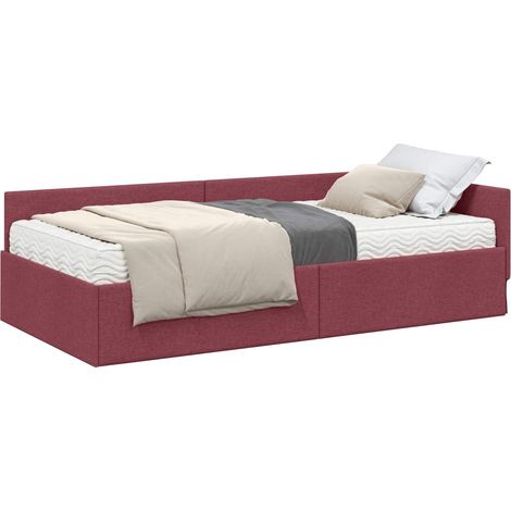 Maison Exclusive - Struttura Letto Angolare con Materasso 2 pcs Rosso Tessuto