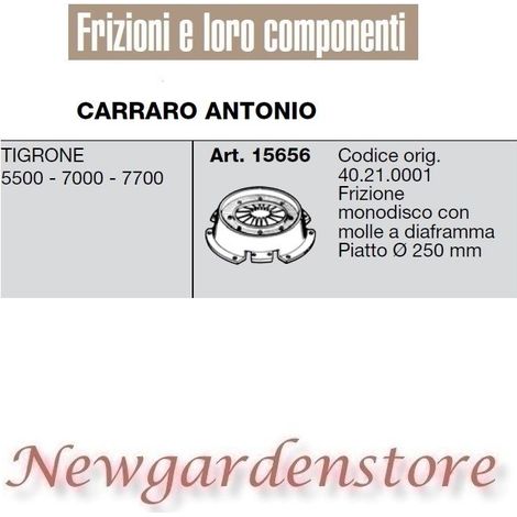 Frizione monodisco 15656 trattore CARRARO ANTONIO TIGRONE 5500 7000 7700 250mm