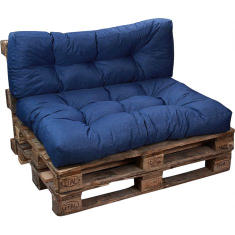 Lot Assise/Dossier Coussin Palette Bleu Bananair