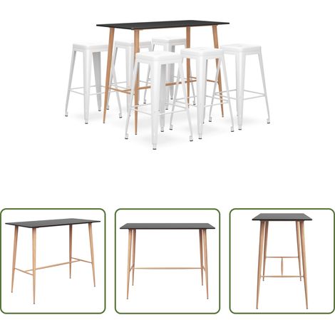 Tabouret de bar - Ensemble de bar 7 pcs Noir et blanc (1/5)