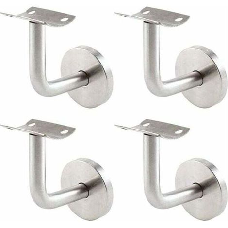 Supports de rampe murale - Supports de rampe d'escalier en acier inoxydable - Lot de 4 supports de rampe murale - Argent