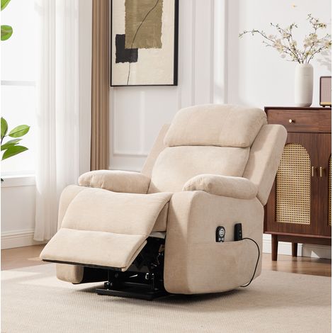 MODFU – Fauteuil relax électrique – Releveur – Massage chauffant – Chenille – Kaki clair (1/5)