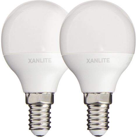 Xanlite – Ampoules LED E14 P45 – Lot de 2 – 470 lumens – Blanc chaud 2700K – 5.3W – Remplace 40W – PACK2EV470P