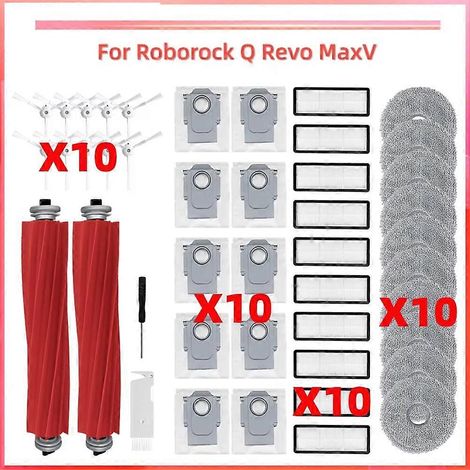 Ersatzteile und Zubehör für den Roboterstaubsauger Roborock Q Revo MaxV: Hauptseitenbürste, HEPA-Filter, Staubbeutel. (1/5)