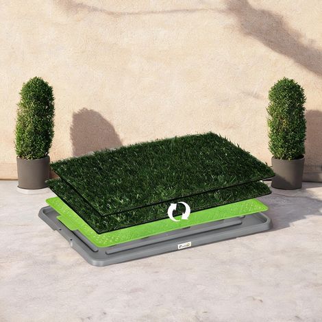Tapis en gazon artificiel pour chien avec bac de toilette 67 x (1/5)