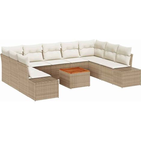 Maison Exclusive - Garten-Sofa-Set mit Speicher 10 pcs Beige und