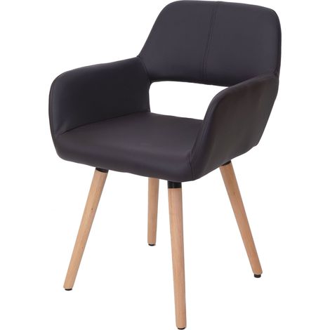 Chaise de salle à manger HWC-A50 II, fauteuil, design rétro des années 50 - similicuir, marron (1/5)