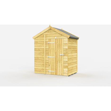 7 x 4 Feet Apex Shed - Single Door Without Windows - Wood - L127 x W214 x H217 cm