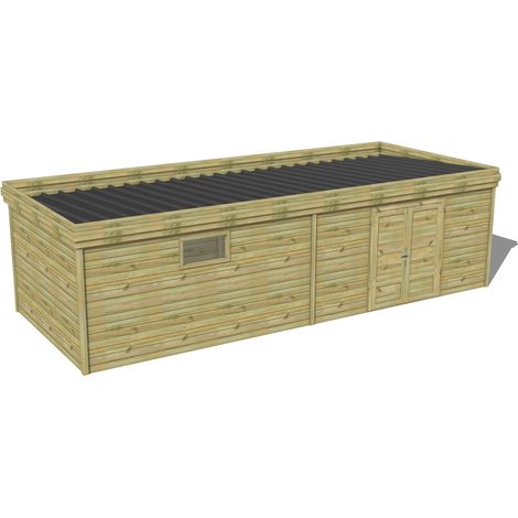 ABRI DE JARDIN bois traité 27mm, 9,1x3,4m, 31m2