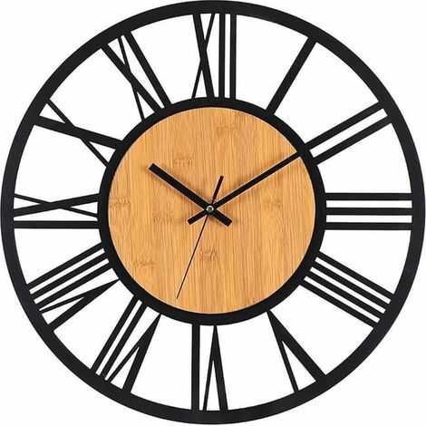 Horloge murale métallique 40 cm silencieuse sans tic-tac, grande décoration pour salon et chambre, design moderne maison. (1/4)