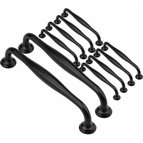 10pcs poignée meuble Noir -poignee de meuble cuisine noir Poignées de porte Tiroir Chambre entraxe 128mm,Poignées pour armoires-penderies (1/4)