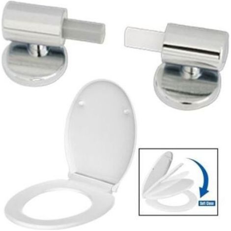 Charnières Pour Abattant WC - Alliage De Zinc - Fermeture Douce - Dégagement Rapide - Pour Toilettes Standard - 4 Pièces (1/5)