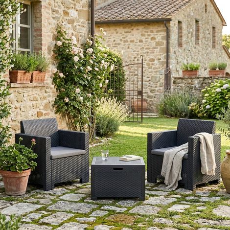 Salon de jardin - Petit salon extérieur noir anthracite (1/5)
