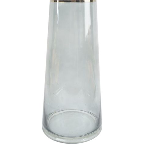 28cm Gold Rim Smoke Grey Glass Vase (1/4)