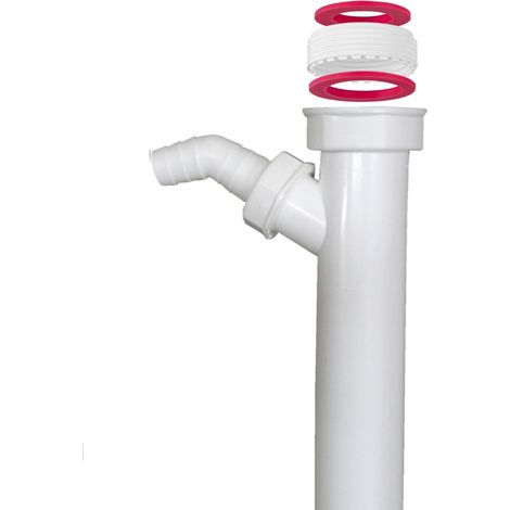 Schläfer 439001 Canotto Sifone Scarico Sottolavello 1"1/2, Attacco per Lavatrice, Tubo Regolabile Ø40x150 con Riduzione Universale 1 1/2" e 1 1/4", PVC Durevole e Resistente, Bianco (1/5)