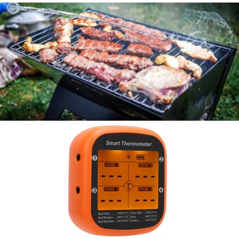 Intelligentes Bluetooth-Thermometer für Grill und Küche mit App-Steuerung, wasserdichter Sonde und akustischem Alarm für Fleisch (1/5)